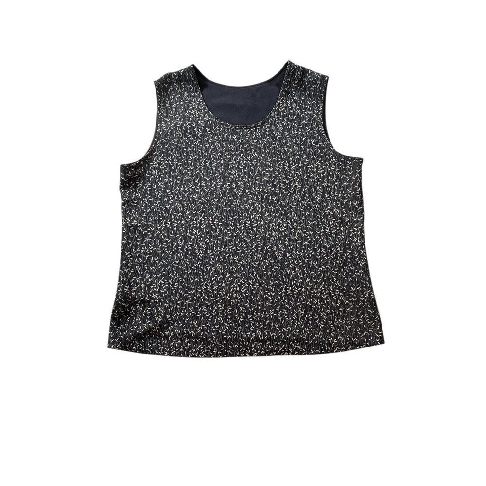 Unbranded Tank Top Shell Womens L Navy Blue Excellent Botanical Vine Print